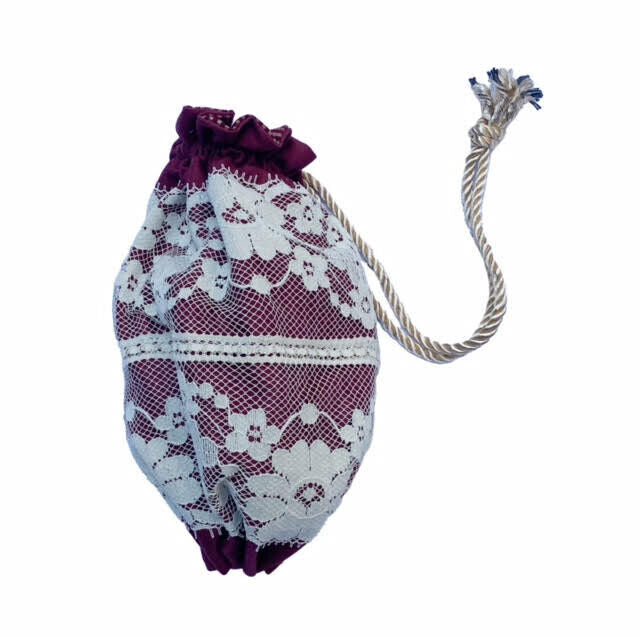 Austentation Regency Victorian Reticule Purse with Lace: Burgundy, Ivory, Gold