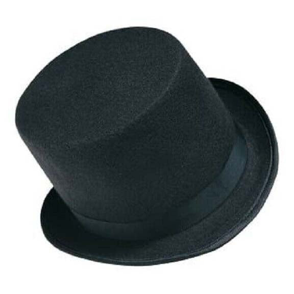 men's fabric covered black top hat for Regency or Victorian gentleman