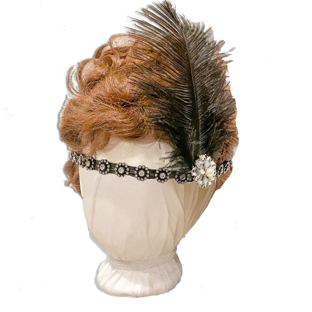 black jeweled heaband for downton abbey 1920's flapper 