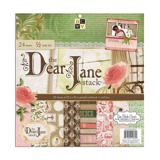 Dear Jane Scrapbook paper stack by DCWV - 24 sheets, 24 designs