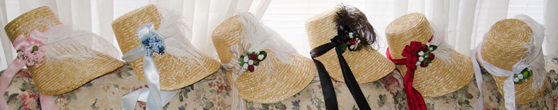 Eliza: Regency Poke Bonnet with ribbons, flowers, & feathers