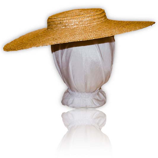 15" round beregere flat straw hat for georgian or regency diy