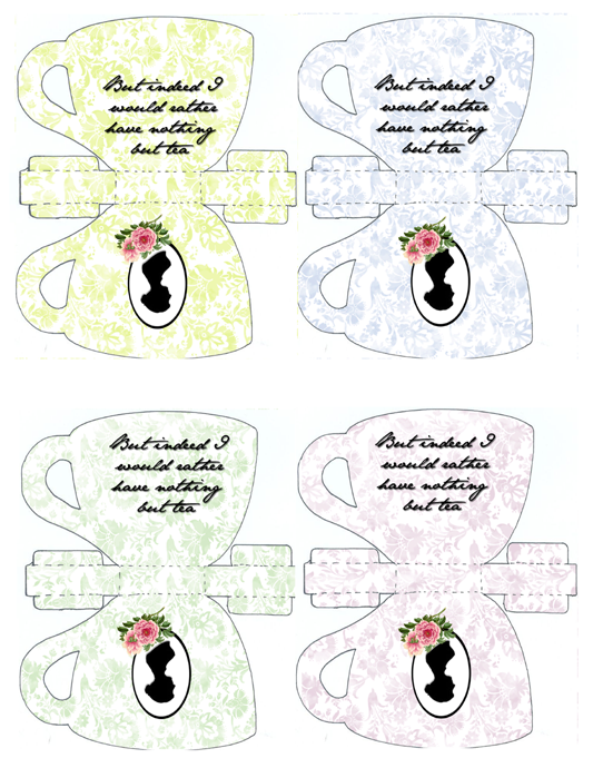 Free Downloadable Printable Jane Austen Teaparty Favors